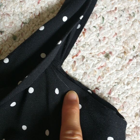 Asos Design Maxi Dress 16 Black White Swiss Dot Sleeveless Flare A-Line Retro - Picture 14 of 14